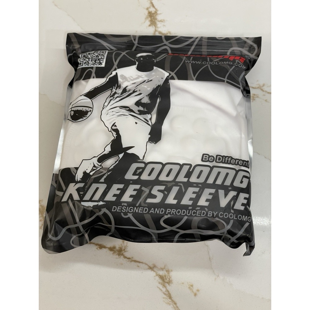 Coolomg Knee Sleeves Men Size XL‎ Compression Breathable Sports White Flex New
